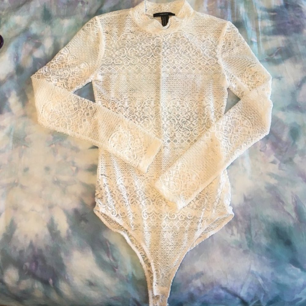 Forever 21 White Lace Bodysuit